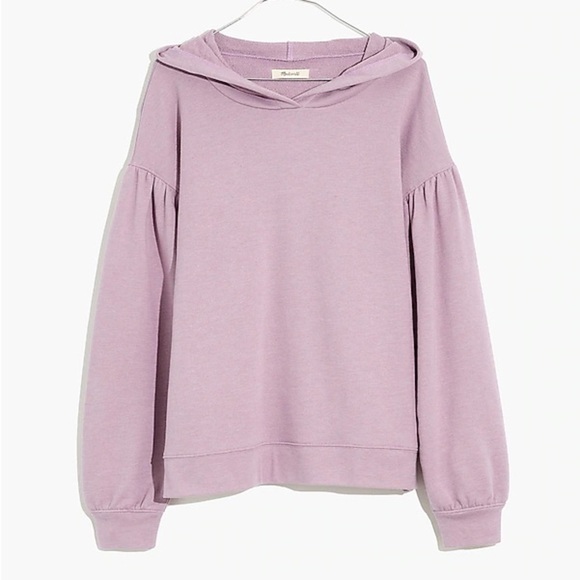 Madewell Tops - Madewell Sweatshirt Pleat-Sleeve Shrunken Hoodie Pressed Violet purple lavender